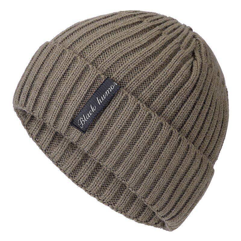 Hochwertige schwarze Human Label Wintermütze mit Pelzfutter, warme Beanie-Mütze, stilvolle Strickmütze für Männer und Frauen, Skisport-Wintermütze 54cm-62cm khaki von Joom DACH