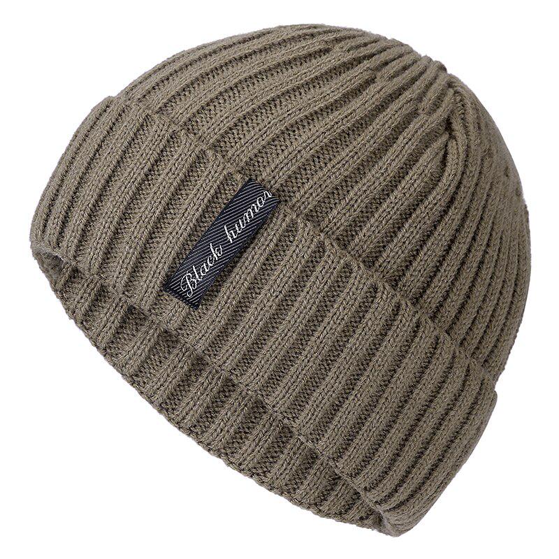 Hochwertige schwarze Human Label Wintermütze mit Pelzfutter, warme Beanie-Mütze, stilvolle Strickmütze für Männer und Frauen, Skisport-Wintermütze 54cm-62cm khaki von Joom DACH