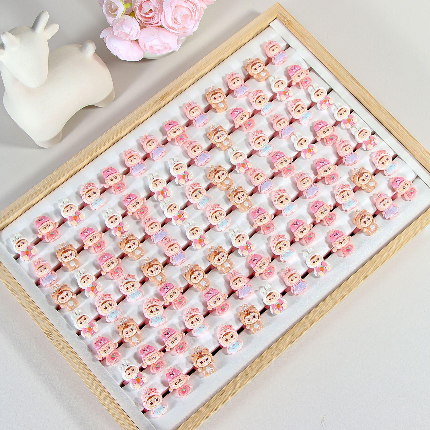 Hochwertiger plattierter Harz-Cartoon-Labubu-Ring für Kinder - Niedliches Schülergeschenk Schmuck Without Ring Holder von Joom DACH