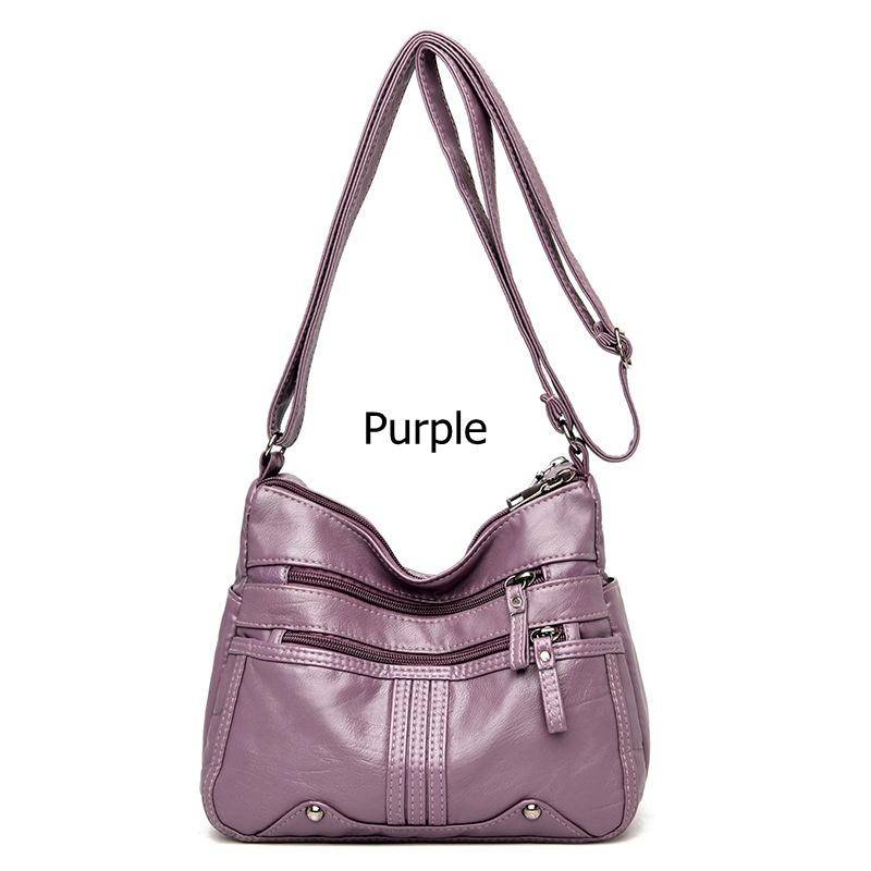 Hochwertiges Leder, lässige Umhängetasche, modische Umhängetaschen für Damen, Handtaschen, Damentaschen, Umhängetasche 26*21*11cm violett von Joom DACH