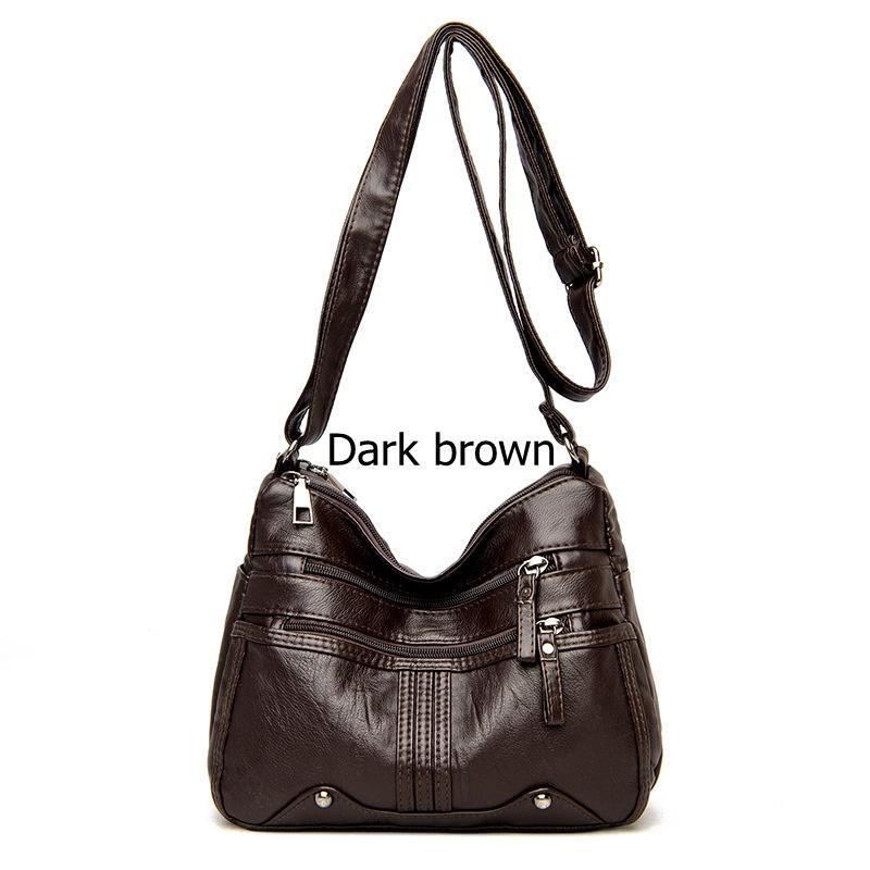 Hochwertiges Leder, lässige Umhängetasche, modische Umhängetaschen für Damen, Handtaschen, Damentaschen, Umhängetasche 26*21*11cm braun von Joom DACH