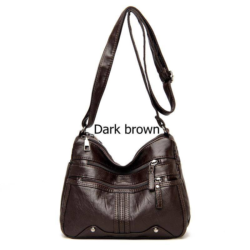 Hochwertiges Leder, lässige Umhängetasche, modische Umhängetaschen für Damen, Handtaschen, Damentaschen, Umhängetasche 26*21*11cm braun von Joom DACH