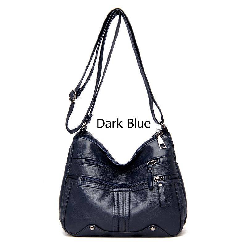 Hochwertiges Leder, lässige Umhängetasche, modische Umhängetaschen für Damen, Handtaschen, Damentaschen, Umhängetasche 26*21*11cm dunkelblaue von Joom DACH