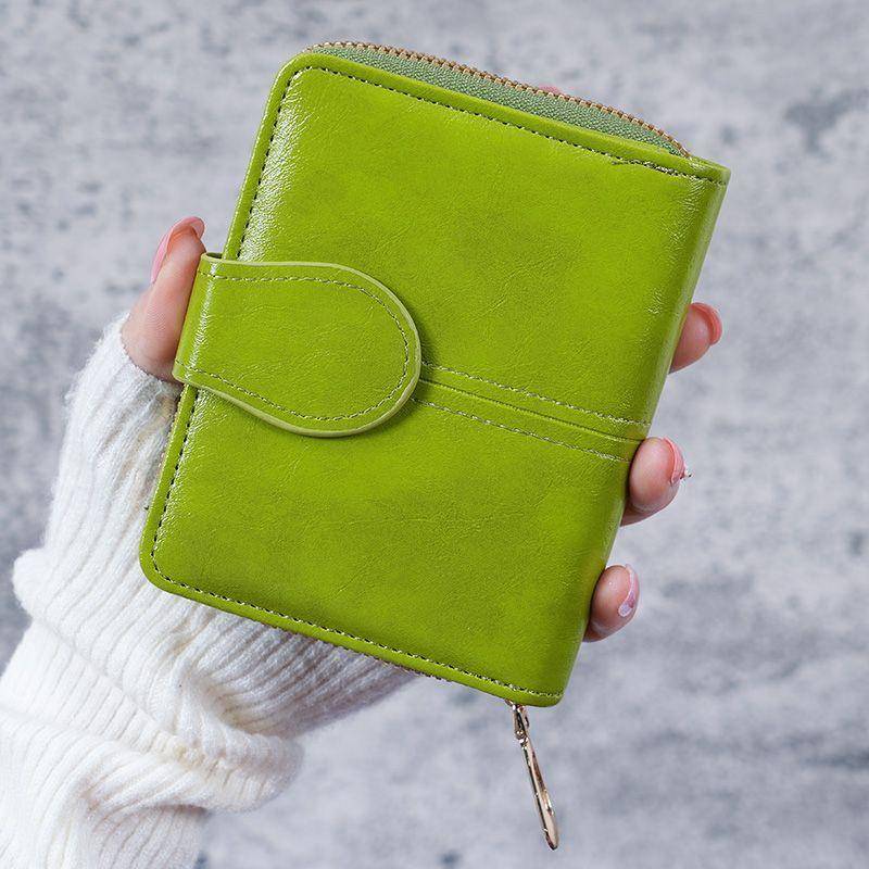 Hochwertiges Leder Damenmode Kurze Geldbörse und Geldbörsen Kleine Geldbörse Mini Tasche Kreditkartenetui Leder grün von Joom DACH