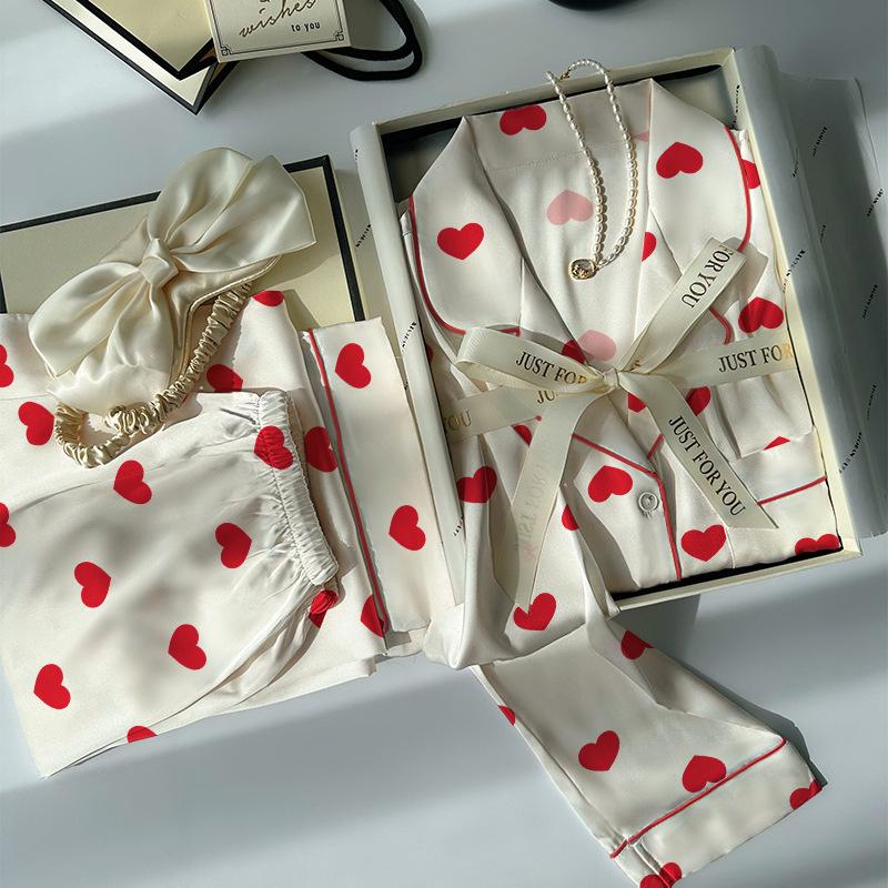 Hochwertiges grünes Pyjama-Set mit Blumenmuster und Revers für Damen M (80-100 jin) von Joom DACH