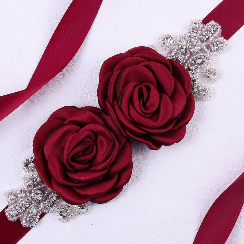 Hochzeits-Party-Kleid-Gürtel Strass-Nähte Rose Blume Braut Hochzeit Bund 270cm von Joom DACH