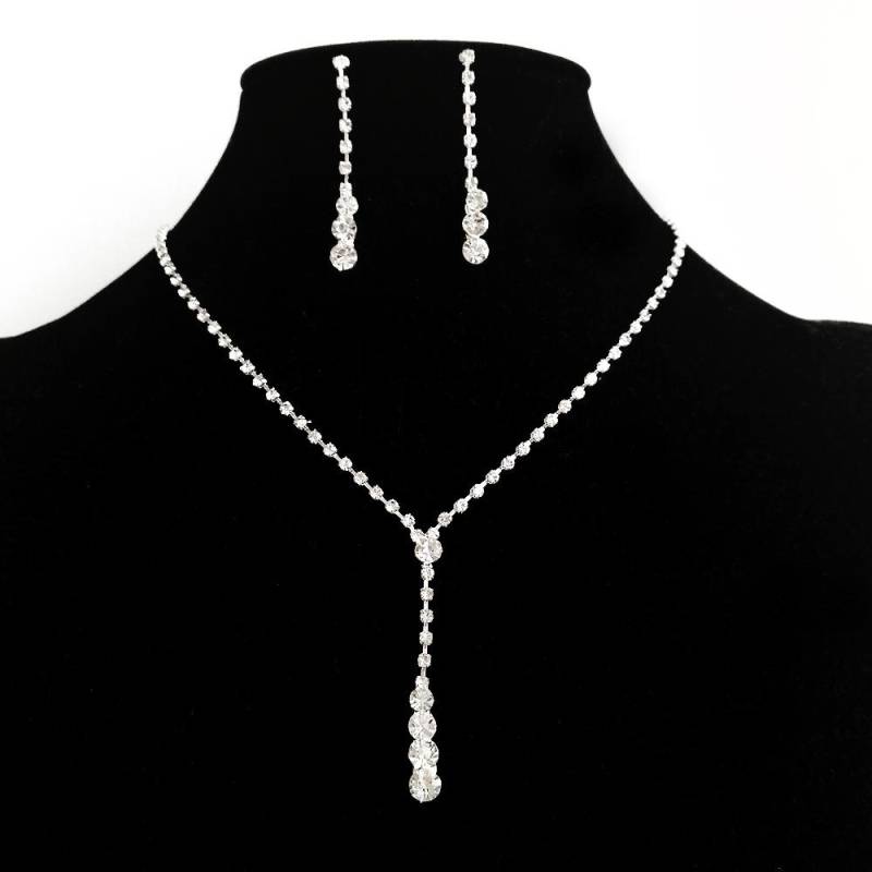 Hochzeitsaccessoires, Braut Strass-Halskette mit Wassertropfen, Ohrstecker-Set, Zweiteiliges Set für Damen von Joom DACH
