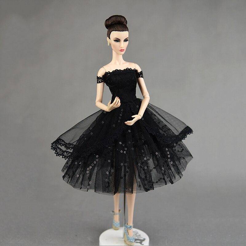Hochzeitskleid Spitze Ärmellos Elegant Ballkleid Party Puppenkleidung für Barbie Puppe Outfits Spitzenkleidung für 1/6 BJD Puppe DIY Spielzeug schwarz von Joom DACH