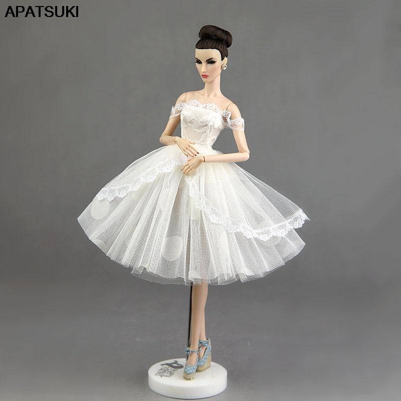 Hochzeitskleid Spitze Ärmellos Elegant Ballkleid Party Puppenkleidung für Barbie Puppe Outfits Spitzenkleidung für 1/6 BJD Puppe DIY Spielzeug weiß von Joom DACH