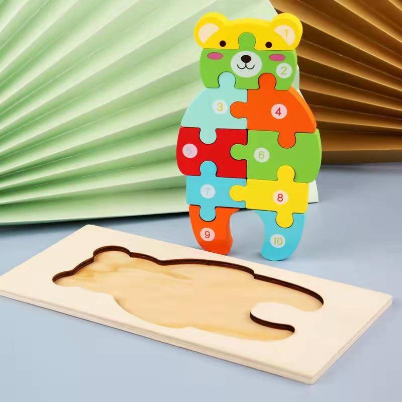 Hölzerne Kleinkindpuzzles für Kinder Montessori-Spielzeug für Kleinkinder im Alter von 2 3 4 5 Jahren Top 3D-Puzzle Lernspielzeug Dinosaurier YSXX von Joom DACH