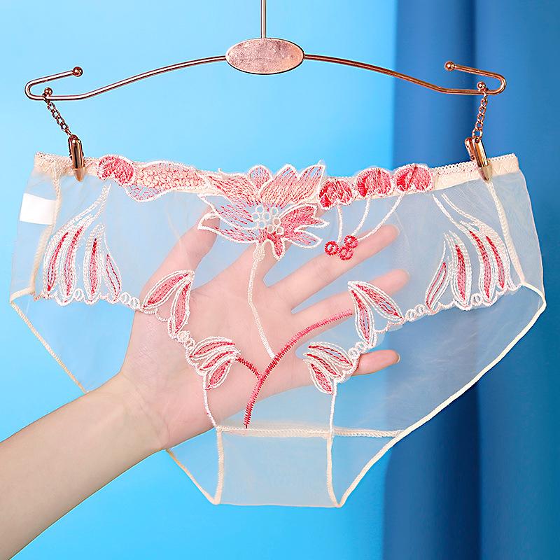 Höschen für Frau Unterwäsche Sexy Spitze Atmungsaktive Weiche Dessous Weibliche Slips Panty Sexy Transparent frauen Unterhose M beige von Joom DACH