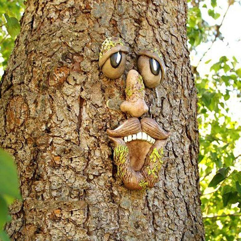 Hof Kunst Outdoor Baum Lustige Alte Mann Gesicht Skulptur Wunderliche Baum Gesicht Garten Dekoration von Joom DACH