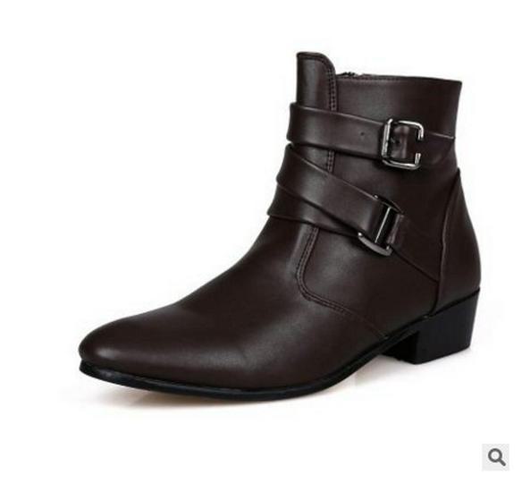 Hohe Martin-Stiefel aus Leder für Herren – Britischer Business-Stil, spitz zulaufend, verschleißfest, lässiger Herbst/Winter, große Größe. 46 braun von Joom DACH