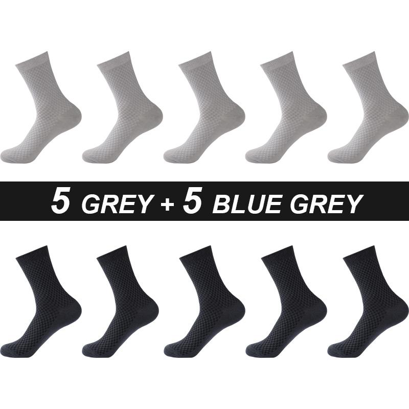 Hohe Qualität 10 Paar Männer Bambusfaser Socken Atmungsaktive Kompression Lange Socke Business Casual Männlich Große größe 38-45 EUR44-48 blau/grau von Joom DACH