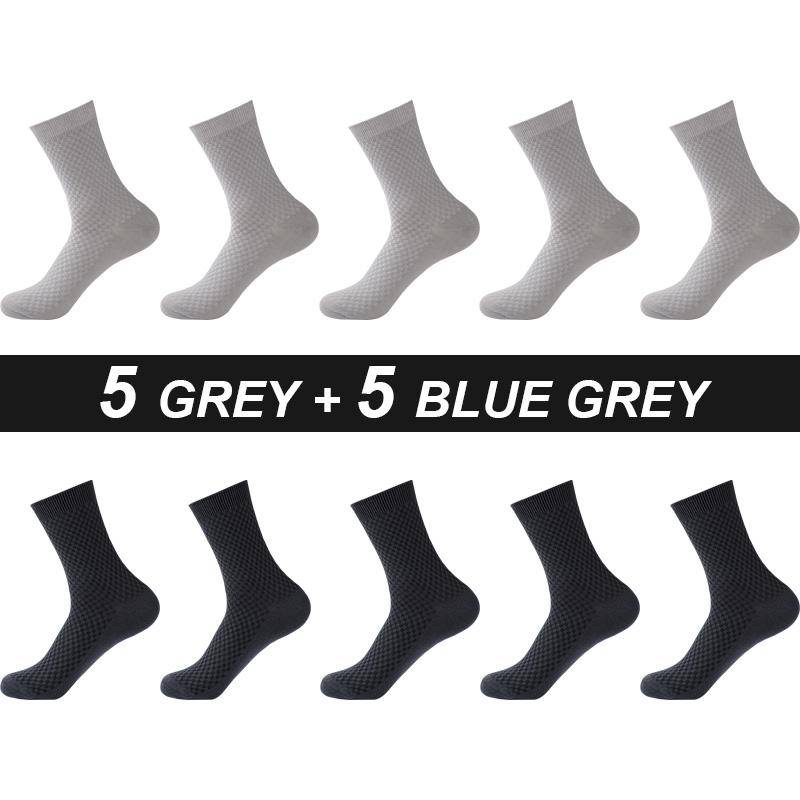Hohe Qualität 10 Paar Männer Bambusfaser Socken Atmungsaktive Kompression Lange Socke Business Casual Männlich Große größe 38-45 EUR44-48 blau/grau von Joom DACH