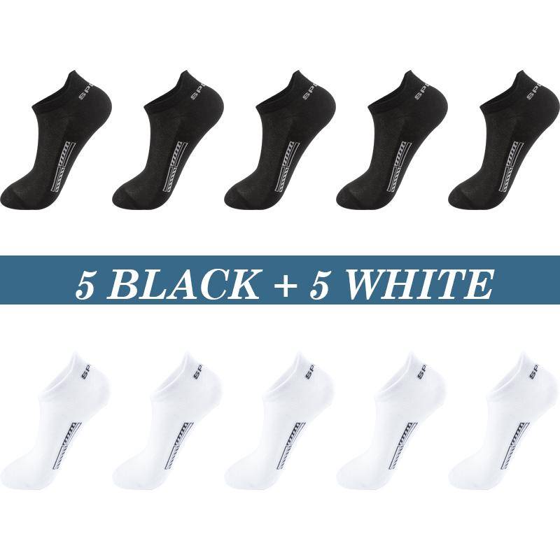 Hohe Qualität 10 Paar Männer Socken Atmungsaktive Baumwolle Sommer Sport Boot Socke Mesh Casual Sportlich Dünn Geschnitten Kurze Sokken Plus größe 37-48 EUR37-43 schwarz/weiß von Joom DACH
