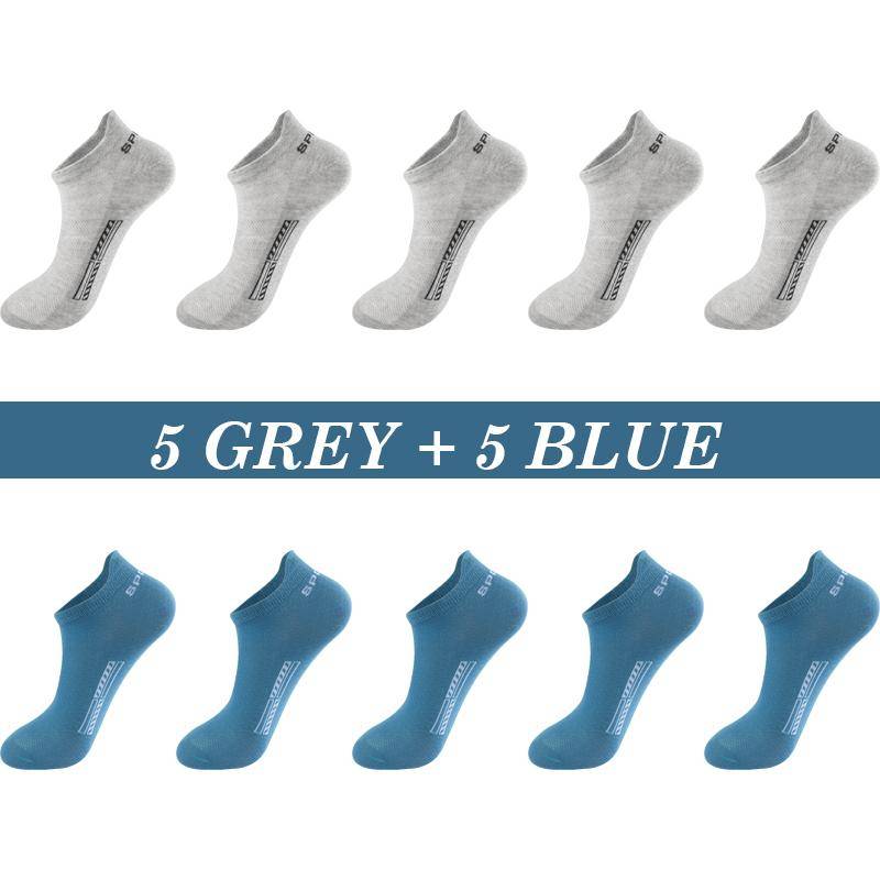 Hohe Qualität 10 Paar Männer Socken Atmungsaktive Baumwolle Sommer Sport Boot Socke Mesh Casual Sportlich Dünn Geschnitten Kurze Sokken Plus größe 37-48 EUR37-43 grau/blau von Joom DACH