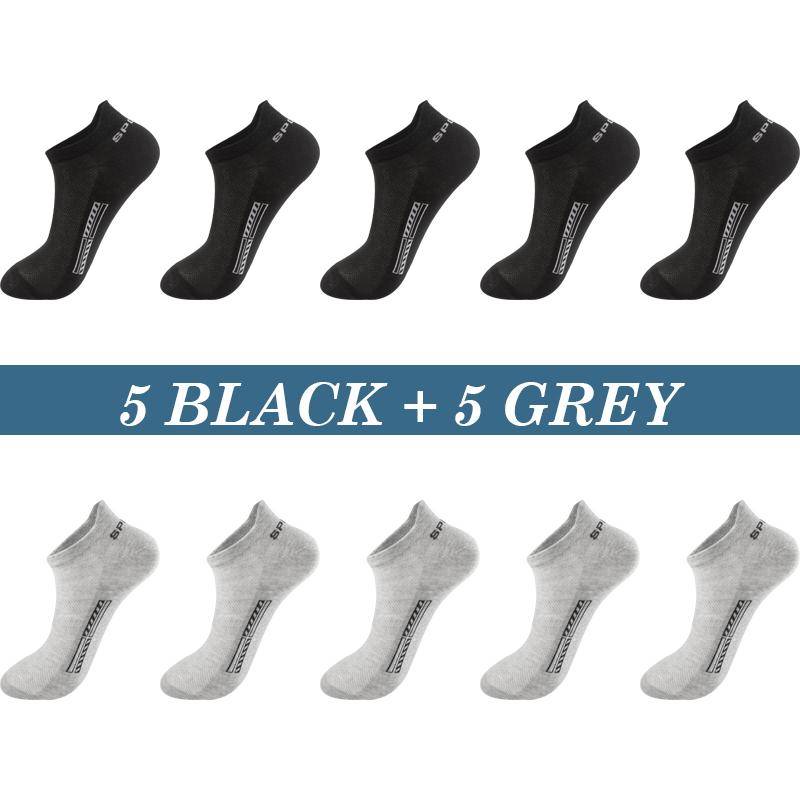 Hohe Qualität 10 Paar Männer Socken Atmungsaktive Baumwolle Sommer Sport Boot Socke Mesh Casual Sportlich Dünn Geschnitten Kurze Sokken Plus größe 37-48 EUR44-48 schwarz/grau von Joom DACH