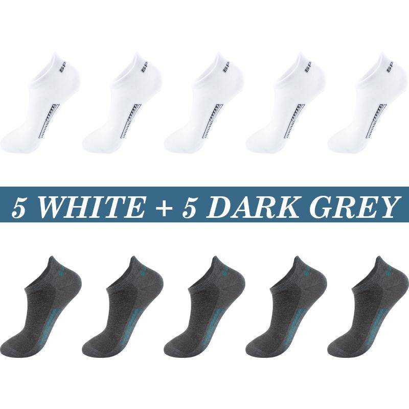 Hohe Qualität 10 Paar Männer Socken Atmungsaktive Baumwolle Sommer Sport Boot Socke Mesh Casual Sportlich Dünn Geschnitten Kurze Sokken Plus größe 37-48 EUR44-48 dunkelgrau/weiß von Joom DACH