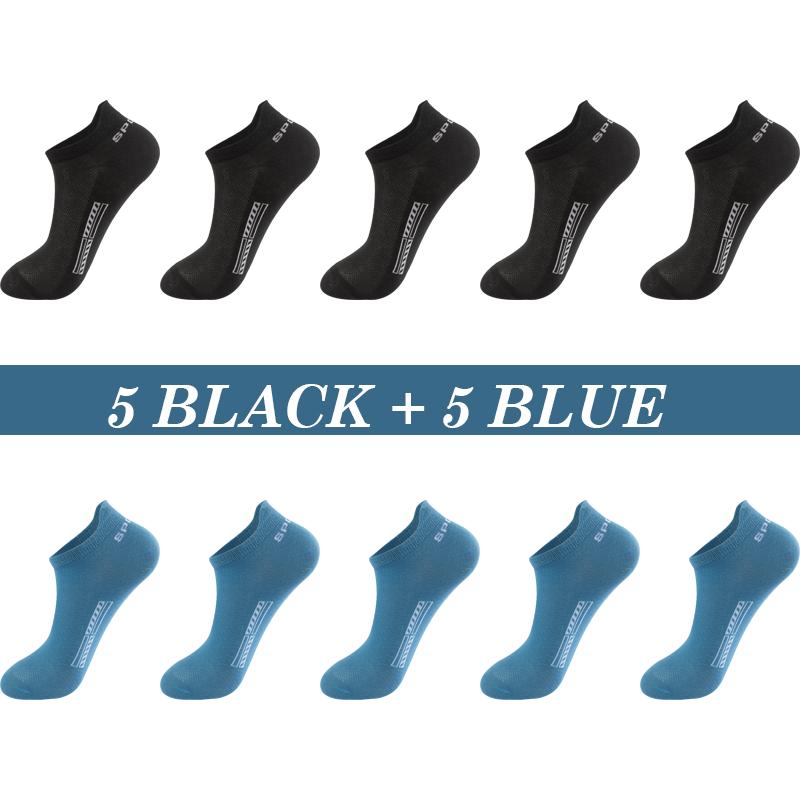 Hohe Qualität 10 Paar Männer Socken Atmungsaktive Baumwolle Sommer Sport Boot Socke Mesh Casual Sportlich Dünn Geschnitten Kurze Sokken Plus größe 37-48 EUR44-48 schwarz/blau von Joom DACH