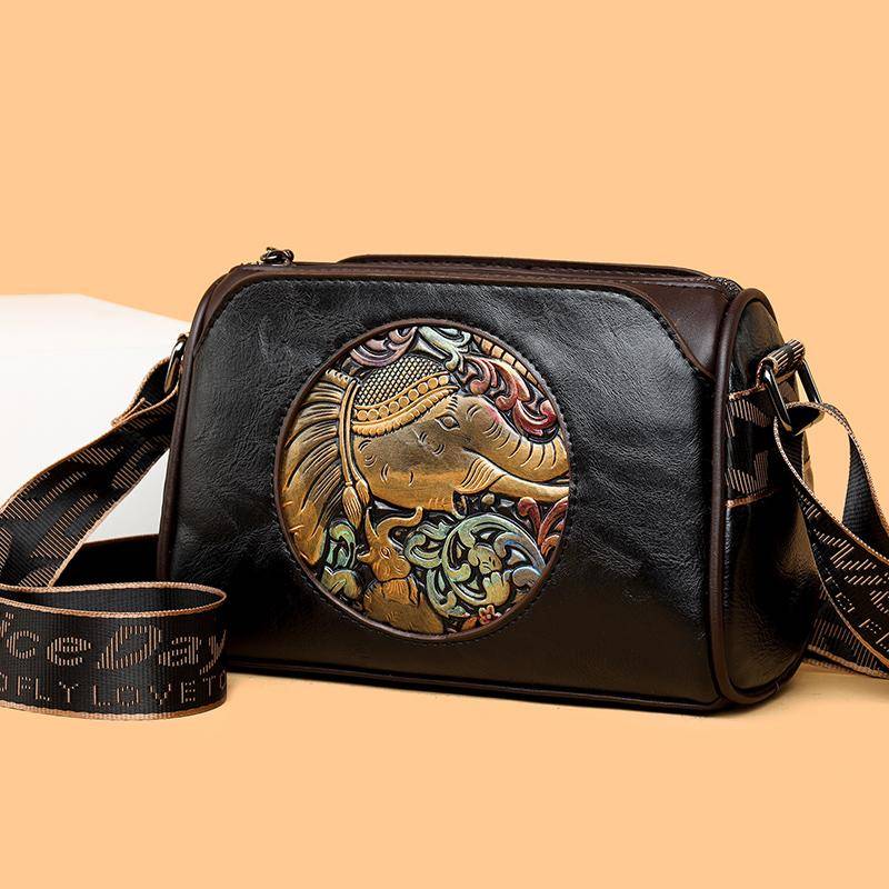 Hohe Qualität Frauen Öl wachs Leder Messenger Schulter Tasche Handtasche Retro Weibliche Kleine Kapazität Umhängetasche Dame Neue Luxus Sac 23cm 11cm 14cm schwarz von Joom DACH