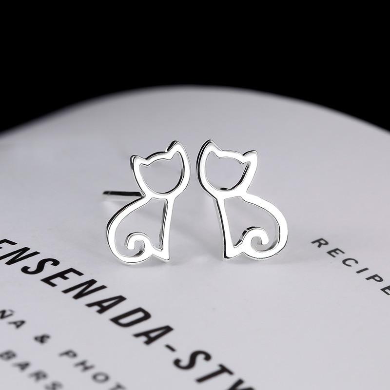 Hohe Qualität Hypoallergen Silber Farbe Ohrring Mode Piercing Katze Stud Ohrringe Geschenk Für Frauen Mädchen eh370 von Joom DACH