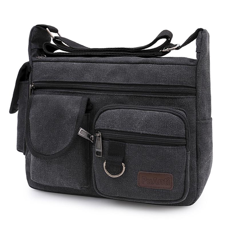 Hohe Qualität Leinwand Umhängetasche Männer Vintage Wasserdicht Umhängetaschen Aktentasche Schulter Männliche Handtasche One Size schwarz von Joom DACH