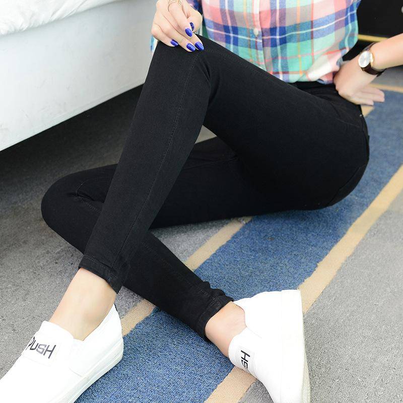 Hohe Taille, modisch, schmal, kleiner Fuß, Jeans, dünne Damen-elastische lange Hose 30 von Joom DACH