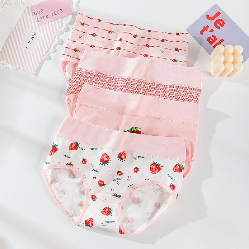 Hohe Taille Höschen Frauen Baumwolle Abnehmen Unterwäsche Niedlichen Druck Slips Atmungsaktive Damen Unterhose L&4pcs von Joom DACH