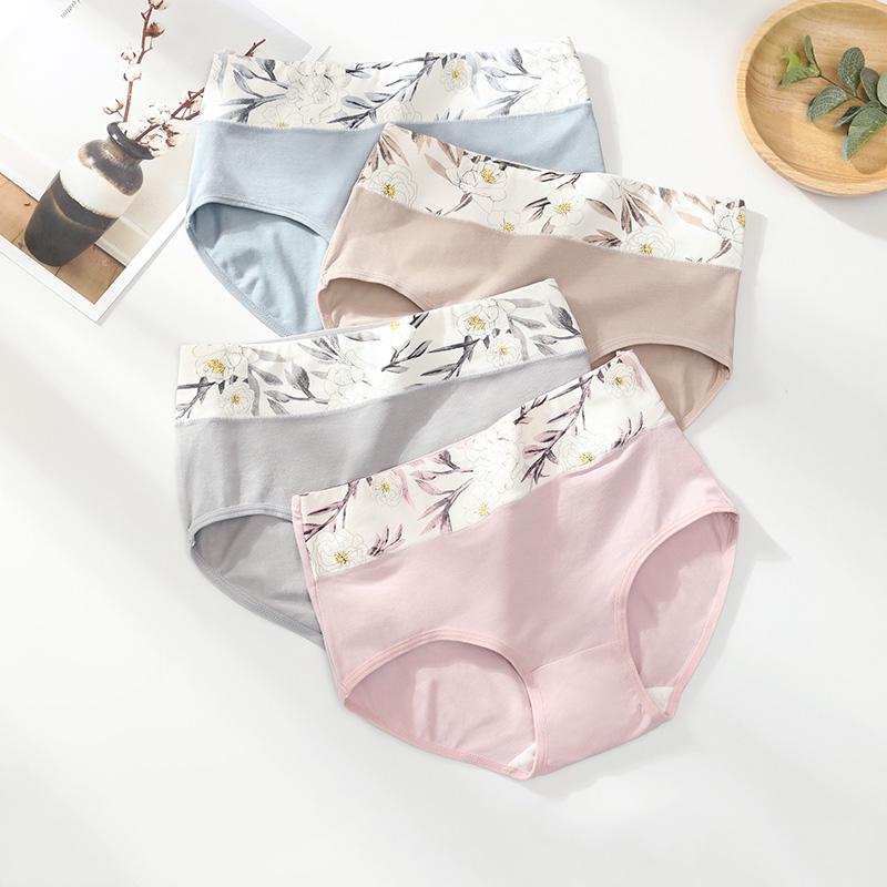 Hohe Taille Höschen Frauen Baumwolle Abnehmen Unterwäsche Niedlichen Druck Slips Atmungsaktive Damen Unterhose XXL&4pcs von Joom DACH