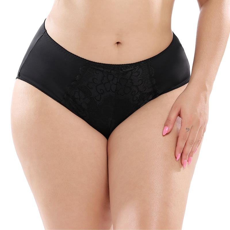 Hohe Taille Spitze Plus Größe Höschen Frauen Milch Seide Große Größe Slips Dessous Weibliche Unterwäsche L XL 2XL 3XL 4XL 5XL 4XL schwarz von Joom DACH