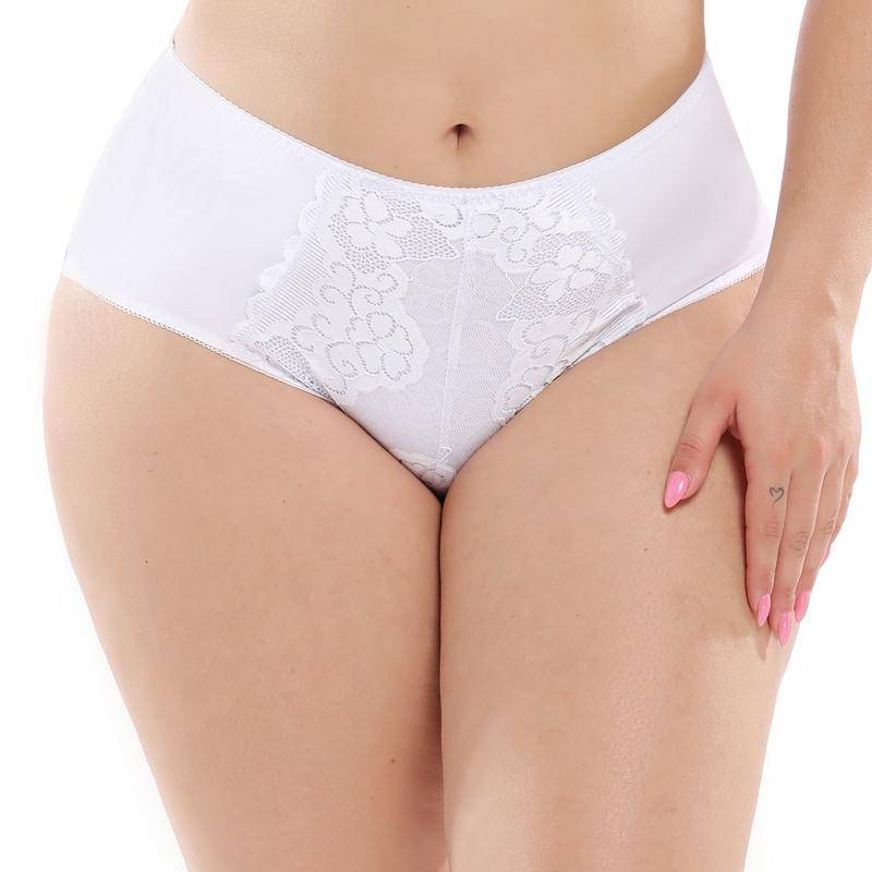Hohe Taille Spitze Plus Größe Höschen Frauen Milch Seide Große Größe Slips Dessous Weibliche Unterwäsche L XL 2XL 3XL 4XL 5XL L weiß von Joom DACH