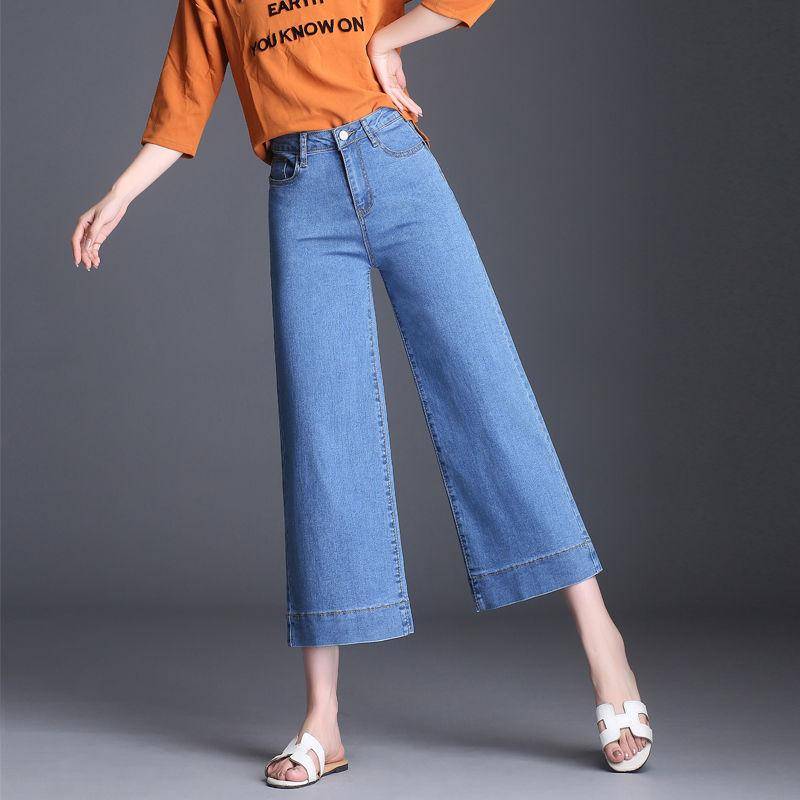 Hohe Taille Weites Bein Cropped Jeans Frauen Frühling und Herbst Koreanischen Stil Schlanke Lose Gerade-bein Jeans 26 von Joom DACH