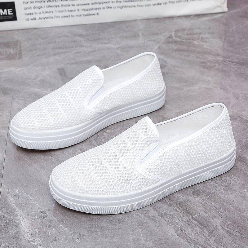 Hohl Atmungsaktive Frauen Net Schuhe Tuch Mesh Schuhe Neue Dicken sohlen Frauen Schuhe Casual Rindfleisch Sehne Schuhe Im Sommer 40 weiß von Joom DACH