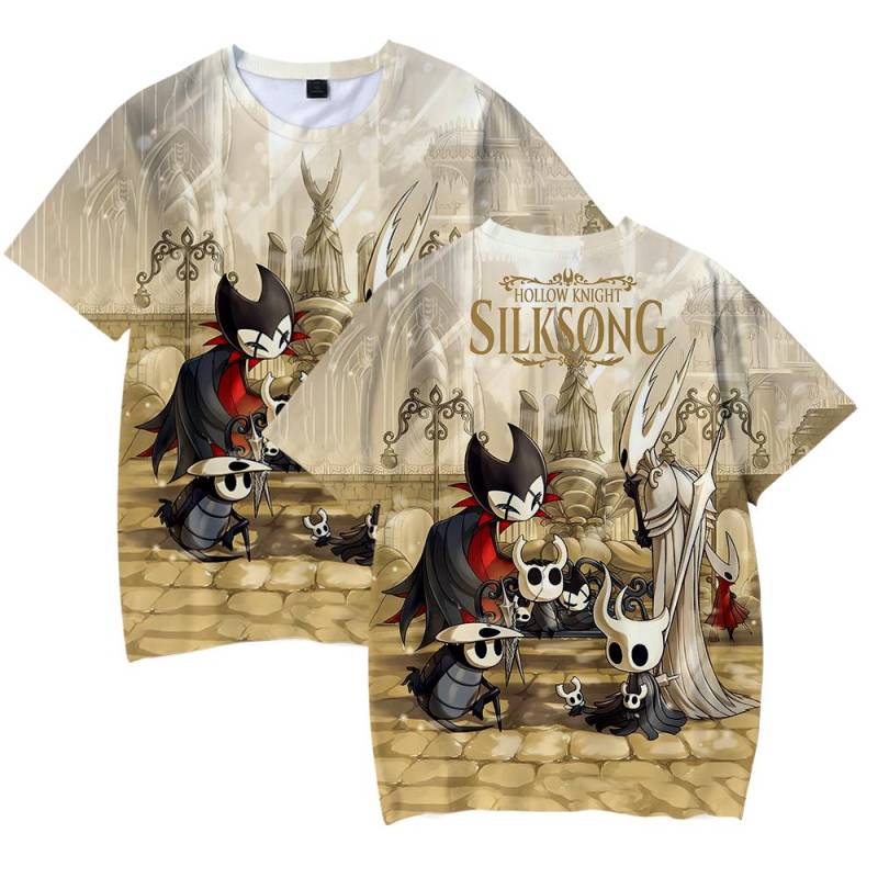 Hollow Knight Silksong Cartoon Damen Herren T-Shirts Anime Bedruckt O-Ausschnitt Übergroß Kurzarm Mode Herrenbekleidung Streetwear M von Joom DACH