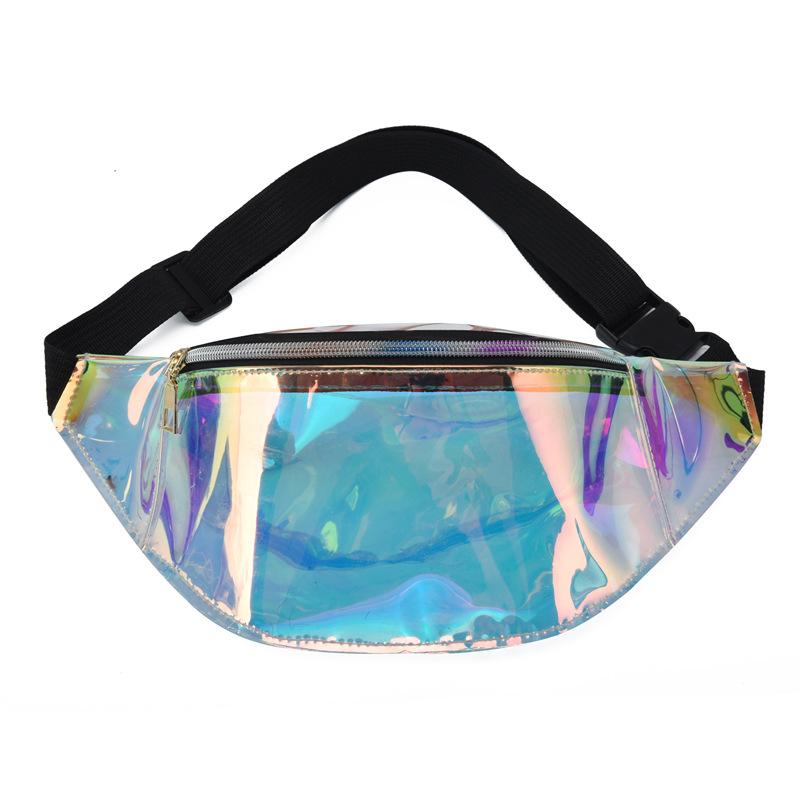 Holografische Hüfttasche, durchscheinende Gürteltasche, Hologramm-Strand-/Reise-Gürteltasche, neue Damen-Gürteltasche, Hüfttasche, Geld-/Telefonhalter 32x8x14cm transparent von Joom DACH