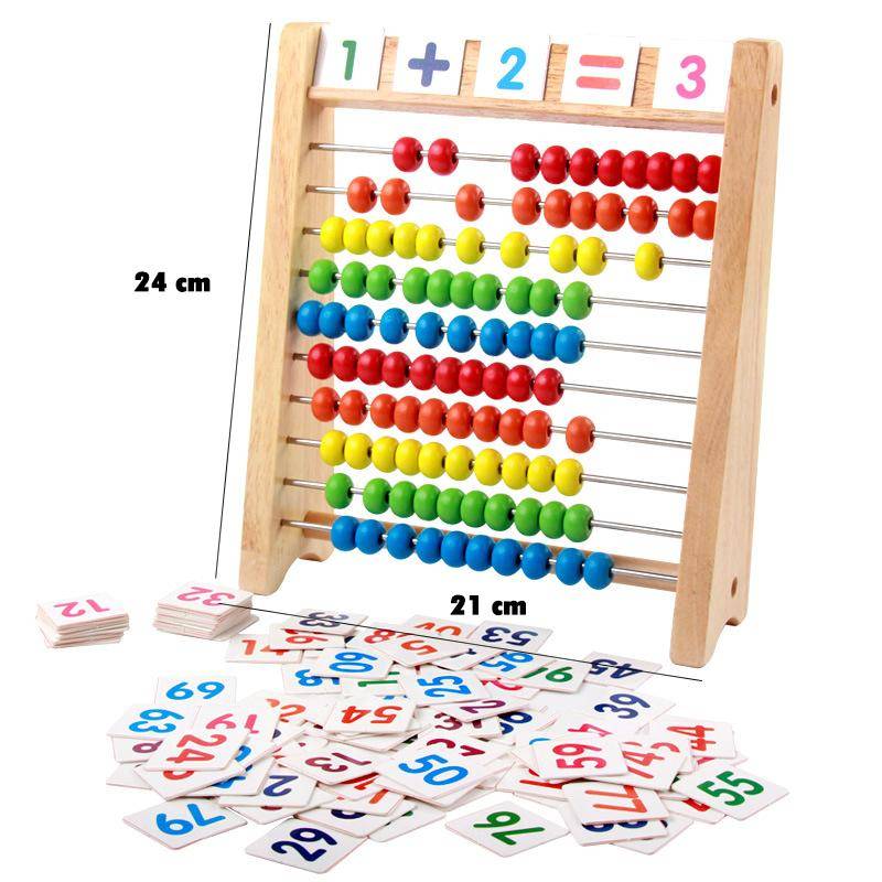 Holz-Abakus, pädagogisches Mathematik-Spielzeug für Kinder, Regenbogen-Zählperlen, Zahlen, Arithmetik, Berechnungspuzzle, Montessori-Lernspielzeug von Joom DACH