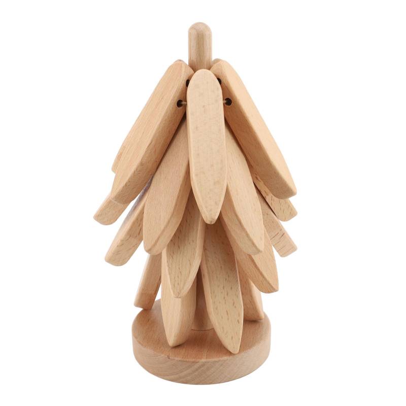 Holz Baum Untersetzer Set mit Ständer 4 Stück Stapelbar für Tasse Heißes Gericht Topf Schüssel Teekanne Eiche(Nussbraun) Original Wood Color von Joom DACH