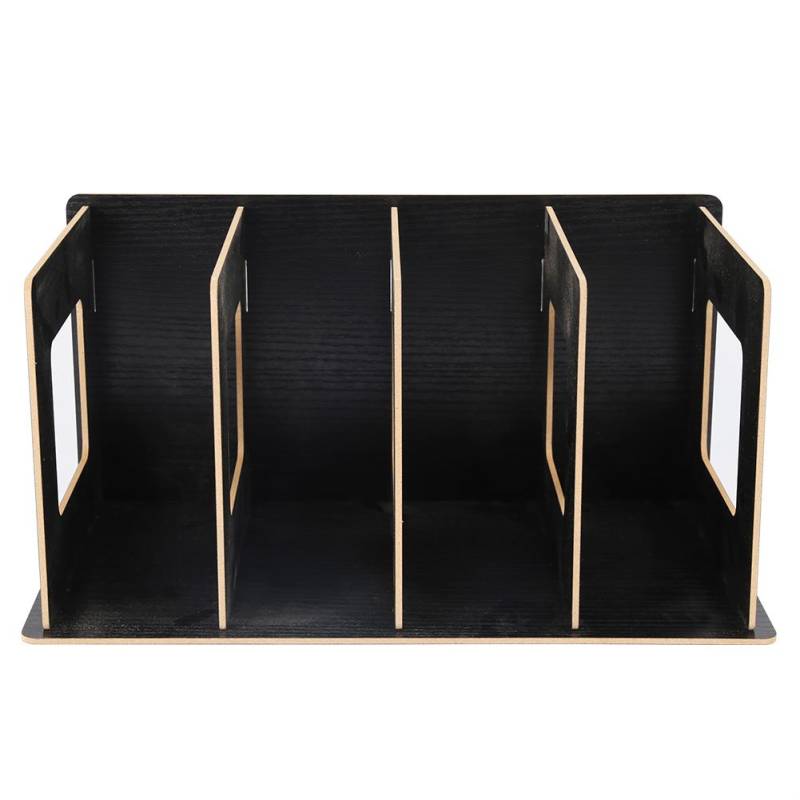 Holz DIY Desktop Bücherregal Rack Bücher DVD Aufbewahrung Zeitschriftenhalter für Studenten Kinder Erwachsene #01 schwarz von Joom DACH