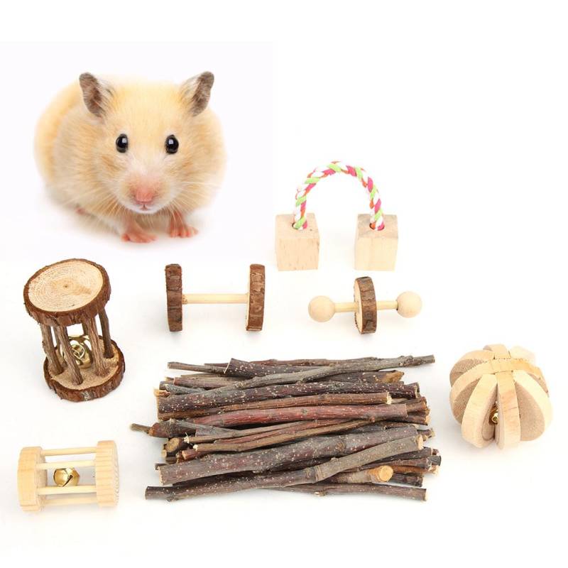 Holz Klein Haustier Kauen Spielen Beißen Spielzeug Set für Hamster Chinchilla Kaninchen(siebenteilig ) von Joom DACH