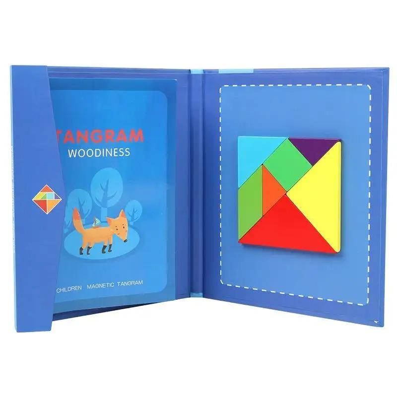 Holz Puzzle Magnetische Tangram Puzzle Buch Pädagogisches Spielzeug Für Kinder Baby Kind Tragbare Montessori Lernen Intelligenz von Joom DACH