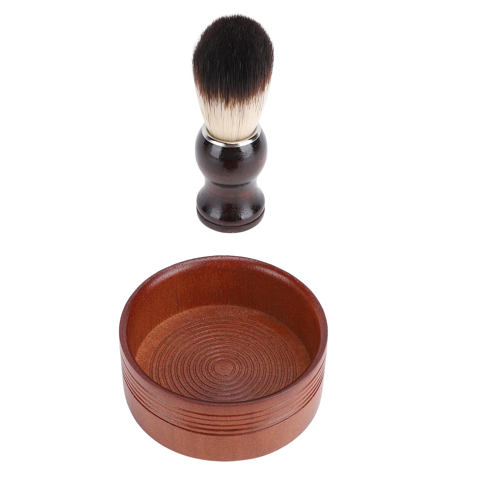 Holz Rasierpinsel Set Pflegeset Synthetisches Haar Entfernt Rückstände Rasierpinsel und Schale für Männer von Joom DACH