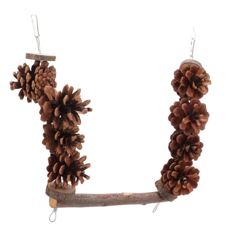 Holz Sitzstange Spielzeug Kiefernzapfen Papagei Schaukelständer für Sittich Nymphensittich Wellensittich Graupapagei von Joom DACH