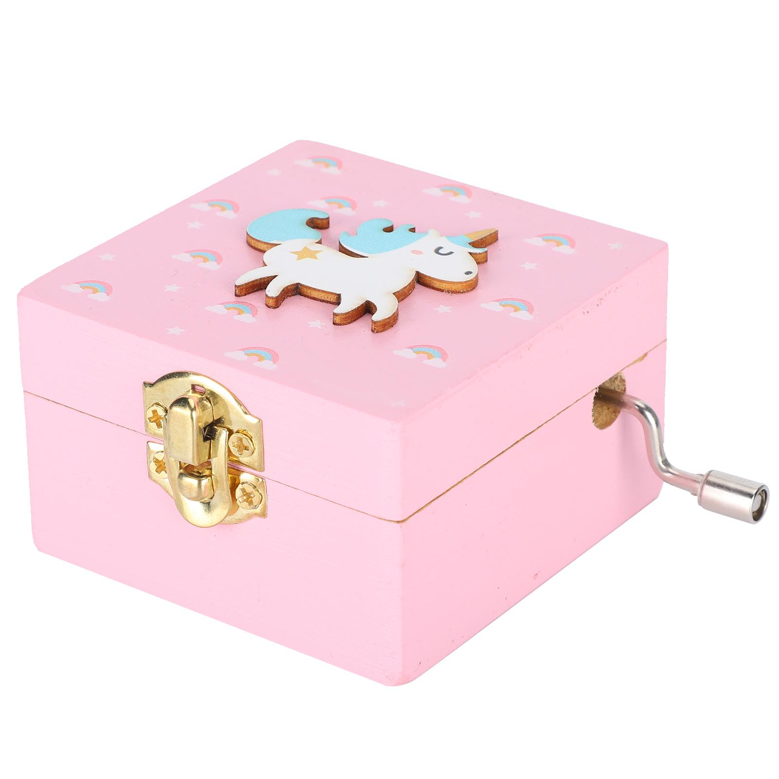 Holz Spieluhr Handkurbel DIY für Heimdekoration für Geburtstags-Weihnachtsgeschenke rosa von Joom DACH