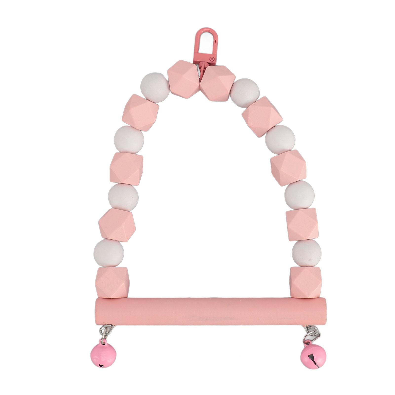 Holz Vogel Schaukel Sitzstange Spielzeug Hängende Papageien Schaukel Stehendes Spielzeug Krallen Schleifen Angstreduktion rosa von Joom DACH