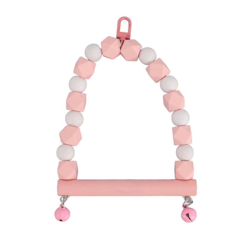 Holz Vogel Schaukel Sitzstange Spielzeug Hängende Papageien Schaukel Stehendes Spielzeug Krallen Schleifen Angstreduktion rosa von Joom DACH