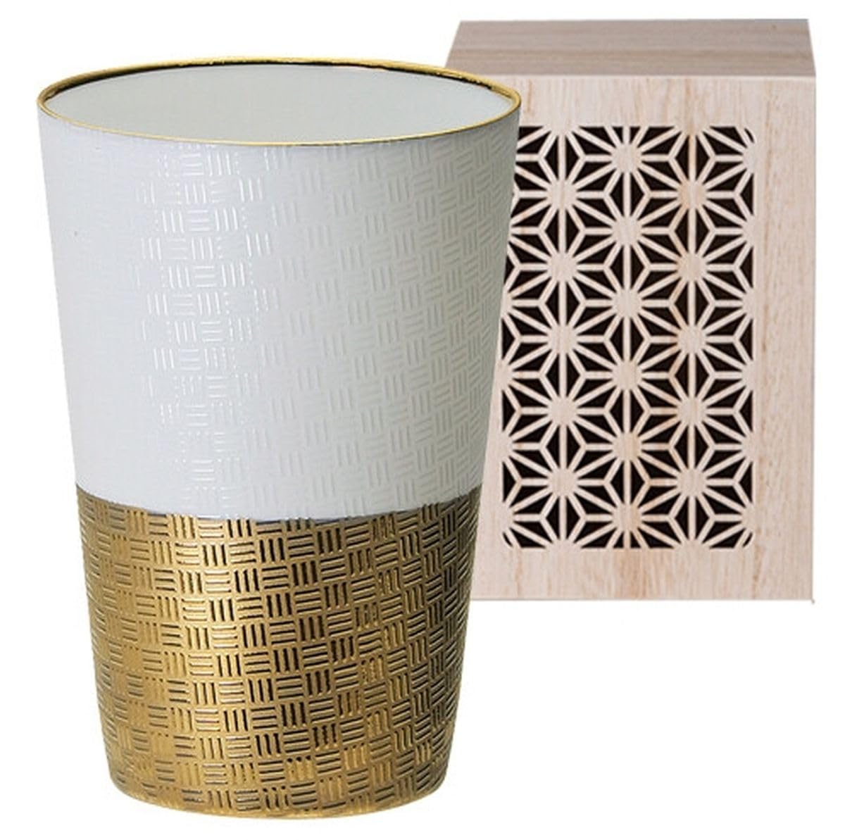 Holzbecher Made in Japan J-kitchens, Ultradünn, Lichtdurchlässiger Becher, Gold, Ajiro, Schachtel, 370ml, von Joom DACH