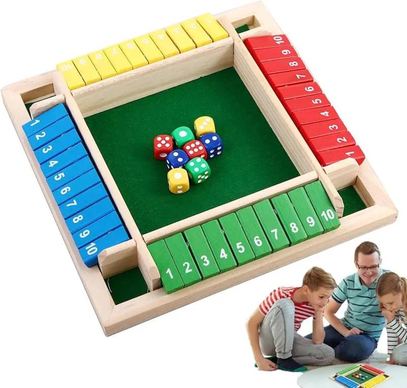 Holzbrettspiel, Würfelspiel für 2-4 Spieler, aus Holzbrettspiel von 3-6 Jahren, Mathematik-Lernspielzeug für Outdoor-Aktivitäten Board von Joom DACH
