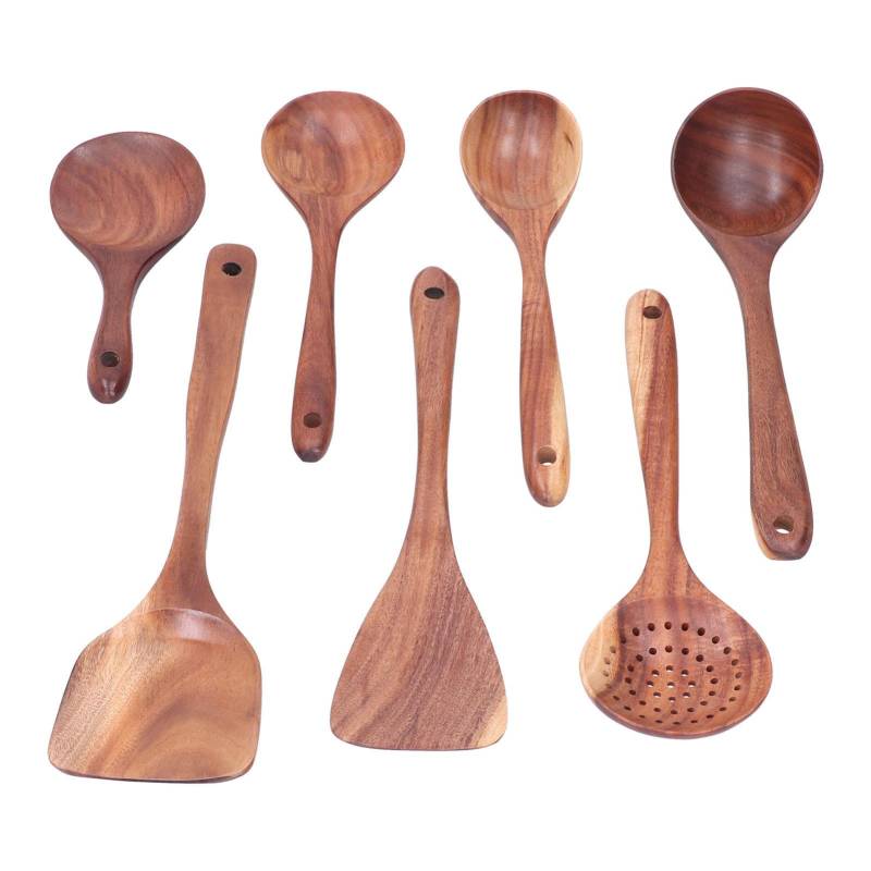 Holzspatel Löffel Set Küchenutensil Antihaft Rührspatel Topflöffel mit langem Griff für von Joom DACH