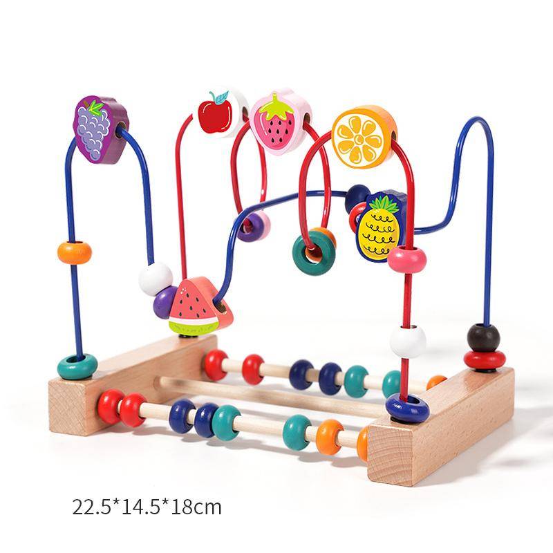 Holzspielzeug, Perlenlabyrinth, bunte Tiere, Früchte, Formen, pädagogisches Zähl- und Lernkreisspielzeug, klassische Geschenke für Kleinkinder von Joom DACH